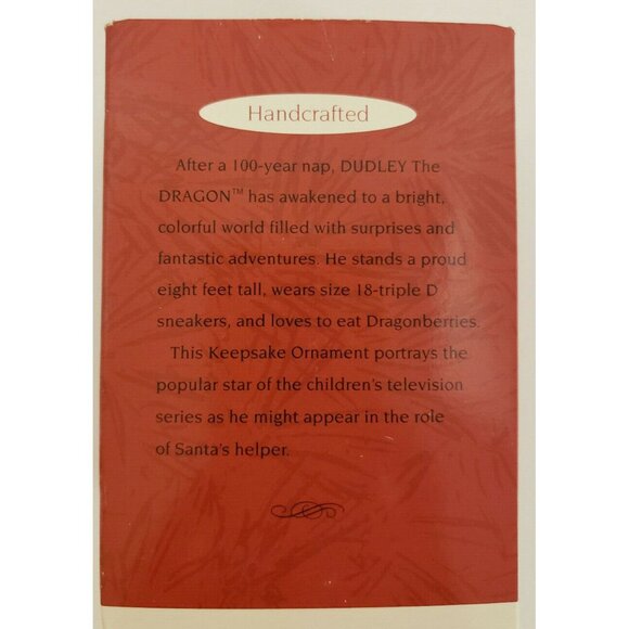 Christmas Ornament Hallmark Keepsake Dudley the Dragon '95 Box Handcraft(OR105) - Picture 4 of 4